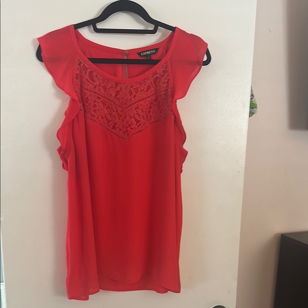 Express Women's Red Lace Top